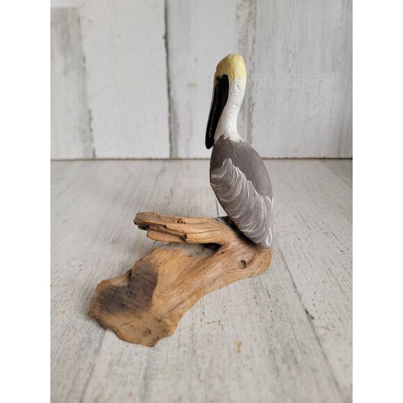 Whitten pelican wooden bird home decor vintage unique nature - Picture 4 of 7